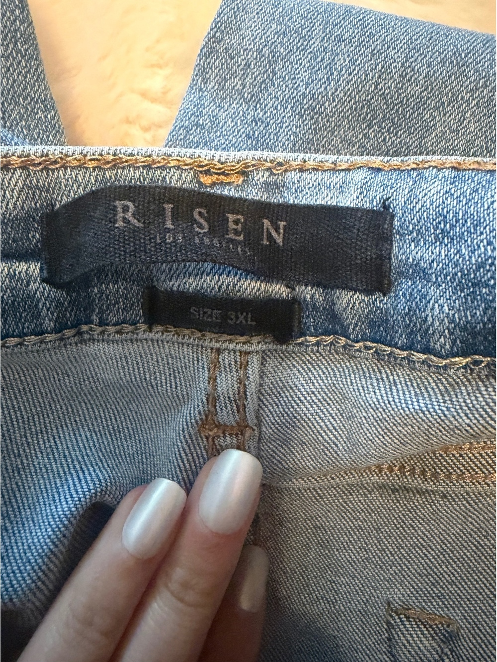 Risen Women's 3XL Light Blue Distressed Flared Jeans - Picture 3 of 8